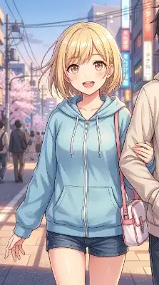 桜舞う街角の甘い散歩