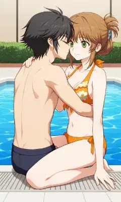 プールサイドの甘い瞬間