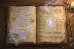 AIの餌を手描きした上で生成した画像　ファンタジーRPG風の魔導書