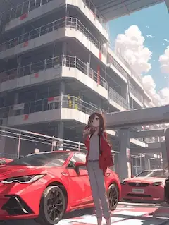 No.698 立体駐車場と女の子