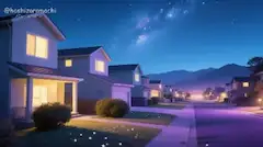 この町の灯りが、星の海に、小さな名前を刻んだ——🏡