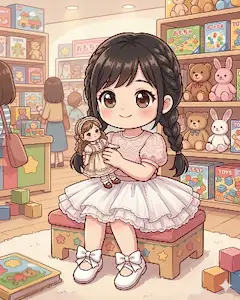 三つ編みのちびちゃん