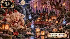 月夜の藤の社で千年狐が待つ