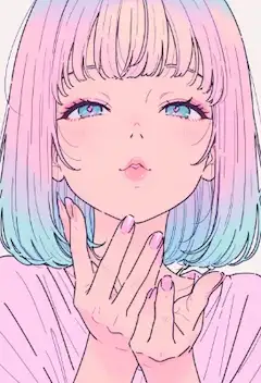 虹色髪の少女が贈る甘いキス