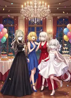 パーティドレスを着ているクリームヒルトとジャンヌ達
