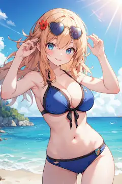 ビーチでサングラス