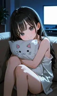 テレビが見たくて寝たくない少女