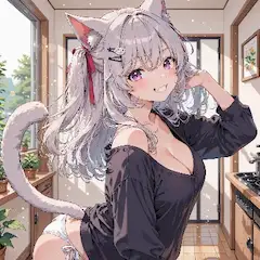 陽光に輝く猫耳少女の微笑み