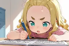 クロスワードパズルとおでこちゃん