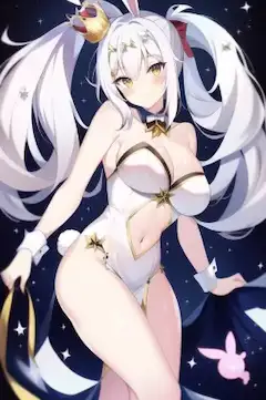 王冠をつけたバニーガールです。