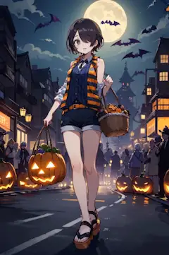 メカクレ少女のハロウィンコス（鬼太郎＆ゾンビナース）