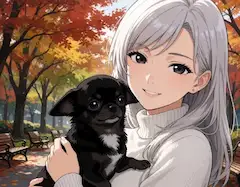 紅葉の公園で愛犬と過ごす穏やかな午後