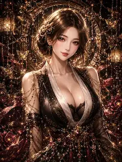 黄金の蝶が舞う闇の美女