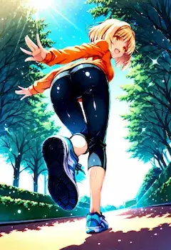 陽光の森を駆け抜ける少女の挑戦