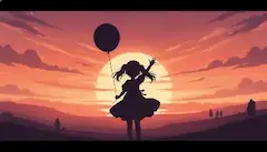 風船と少女の夕陽の約束