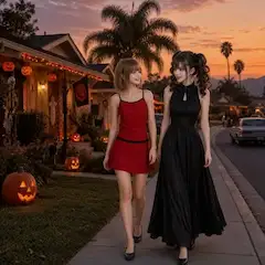 夕焼けのハロウィン散歩