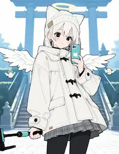 天使少女の冬の日本観光