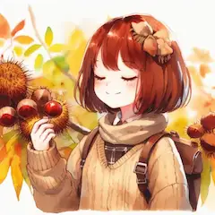 女の子と栗