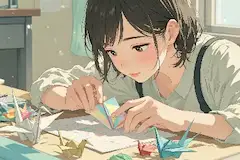 願いを折り込む少女の午後
