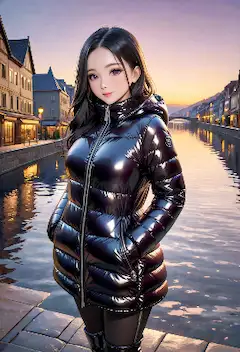 黒ダウンコート