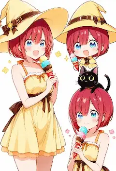 魔女っ子と黒猫の夏アイスクリーム