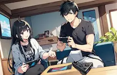 夫婦でゲーム中