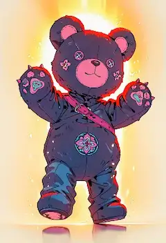 輝くテディベアの覚醒の瞬間