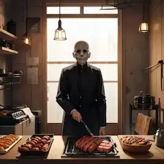 SCPA-JP-00375 トルコ料理愛好家の老人のユニット化不能な肉焼き器具
