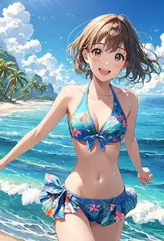 青い海と笑顔が輝く夏のビーチ