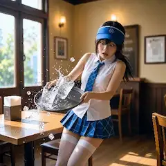 水しぶきパニック！びしょ濡れトレイ