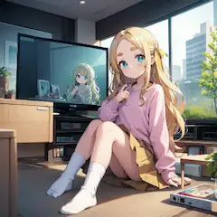 アニメを見るおでこちゃん