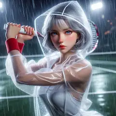雨のテニスコート
