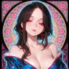 桜の幻影に佇む美女