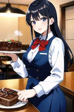 「いらっしゃいませ!　当店自慢のステーキをどうぞ!」