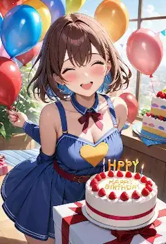 風船舞う誕生日パーティーの主役