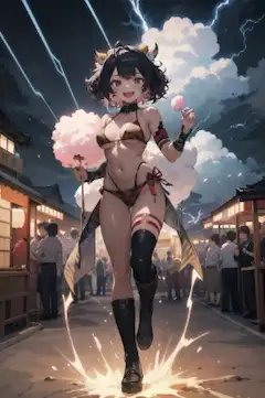 雷わたあめを食べるカミナリサマ娘其之三