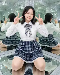 ミラールームでダブルピース