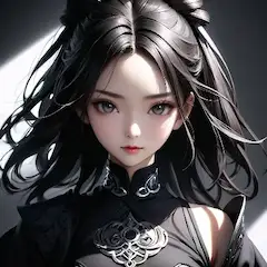 闇に輝く黒髪の美女