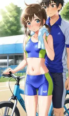 汗輝くサイクルガール
