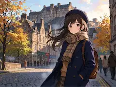 古城の影に秋風が舞う