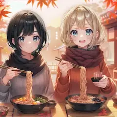 黒髪＆ブロンド・二人で蕎麦を食べた