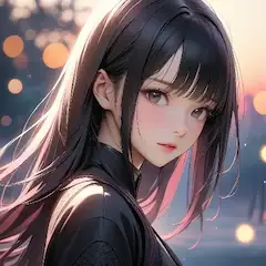 夕陽に染まる憂いの瞳