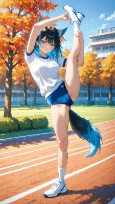 🐺 ブルマの秋① 〜ウル子、青ブルマで本気の準備運動〜🍁