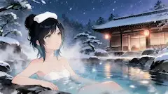雪と、湯気。
