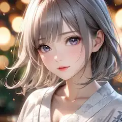 夕暮れの銀髪少女
