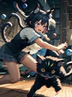 ビー玉で遊んでいた猫