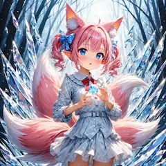 12枚）アイスの森とケモ耳エルフさん
