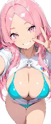 夏の陽光に輝くピースサイン