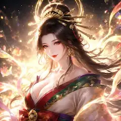 黄金の光に包まれる優雅な仙女
