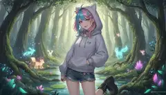 魔法の森で光る狐たちと出会う少女
